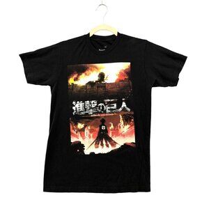 Attack On Titan Season1‎ Graphic T Shirt Unisex Size Small S Black Short Sleeve